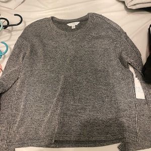 black and white striped long sleeve shirt